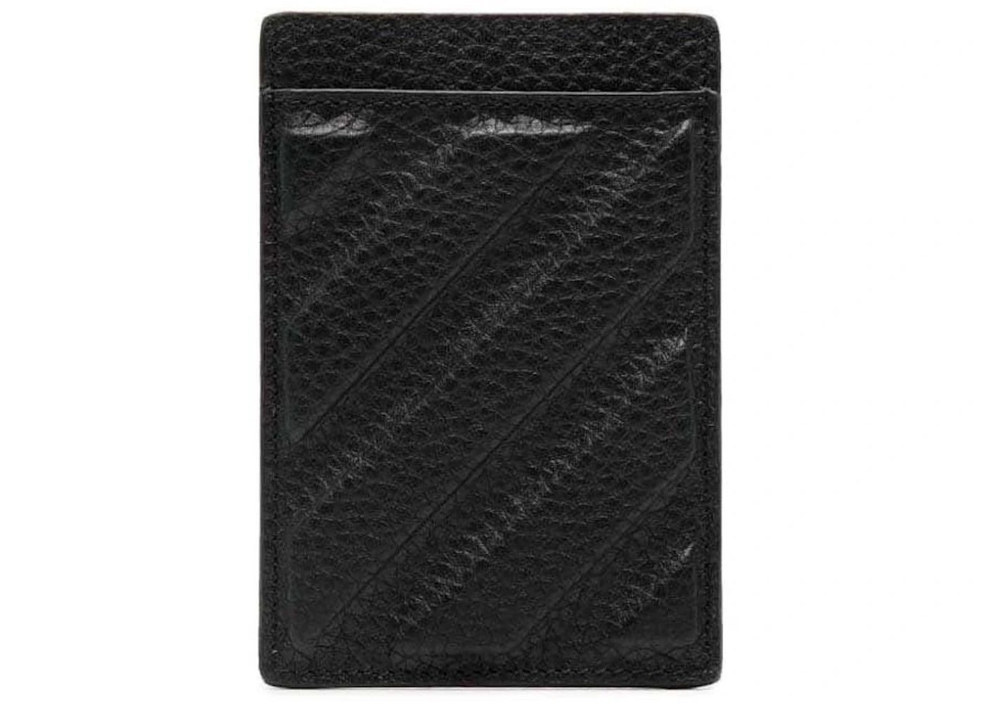 Off-White Diag Stripe Leather Card Holder Black