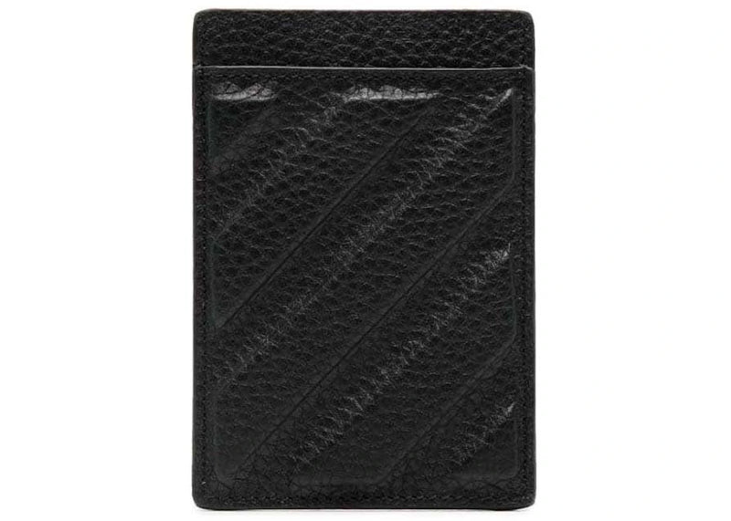 Off-White Diag Stripe Leather Card Holder Black