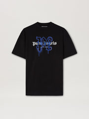NY MONOGRAM SPRAY TEE BLACK