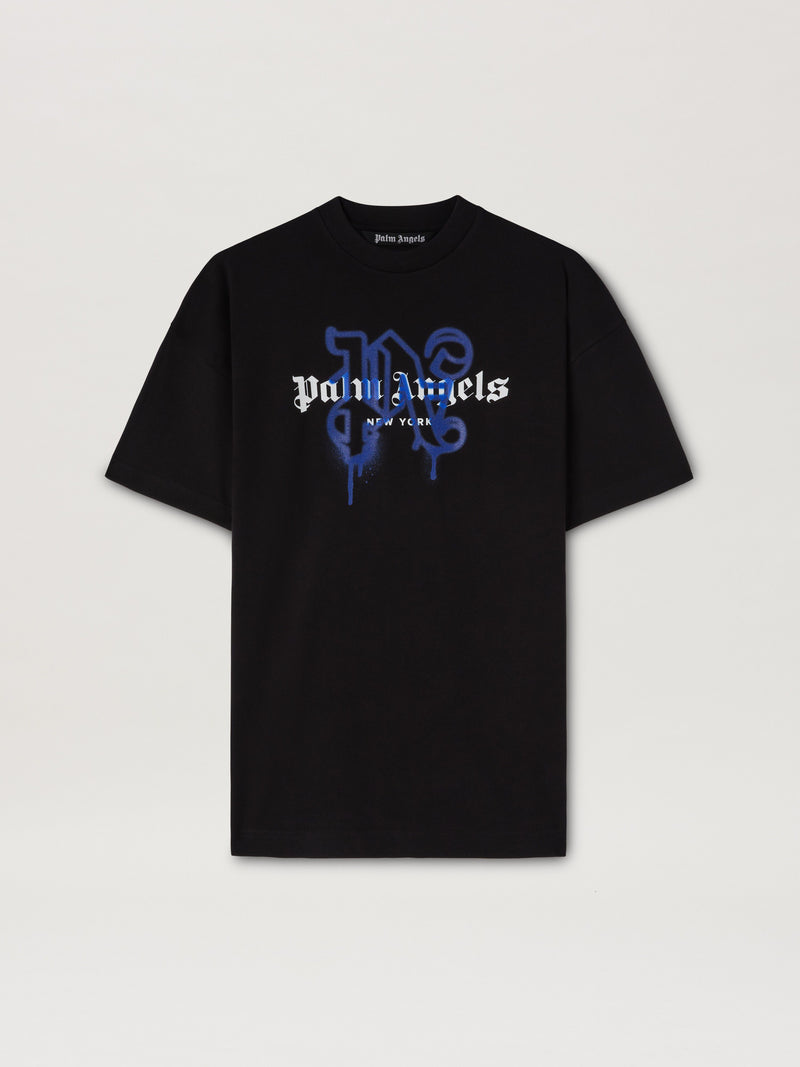 NY MONOGRAM SPRAY TEE BLACK