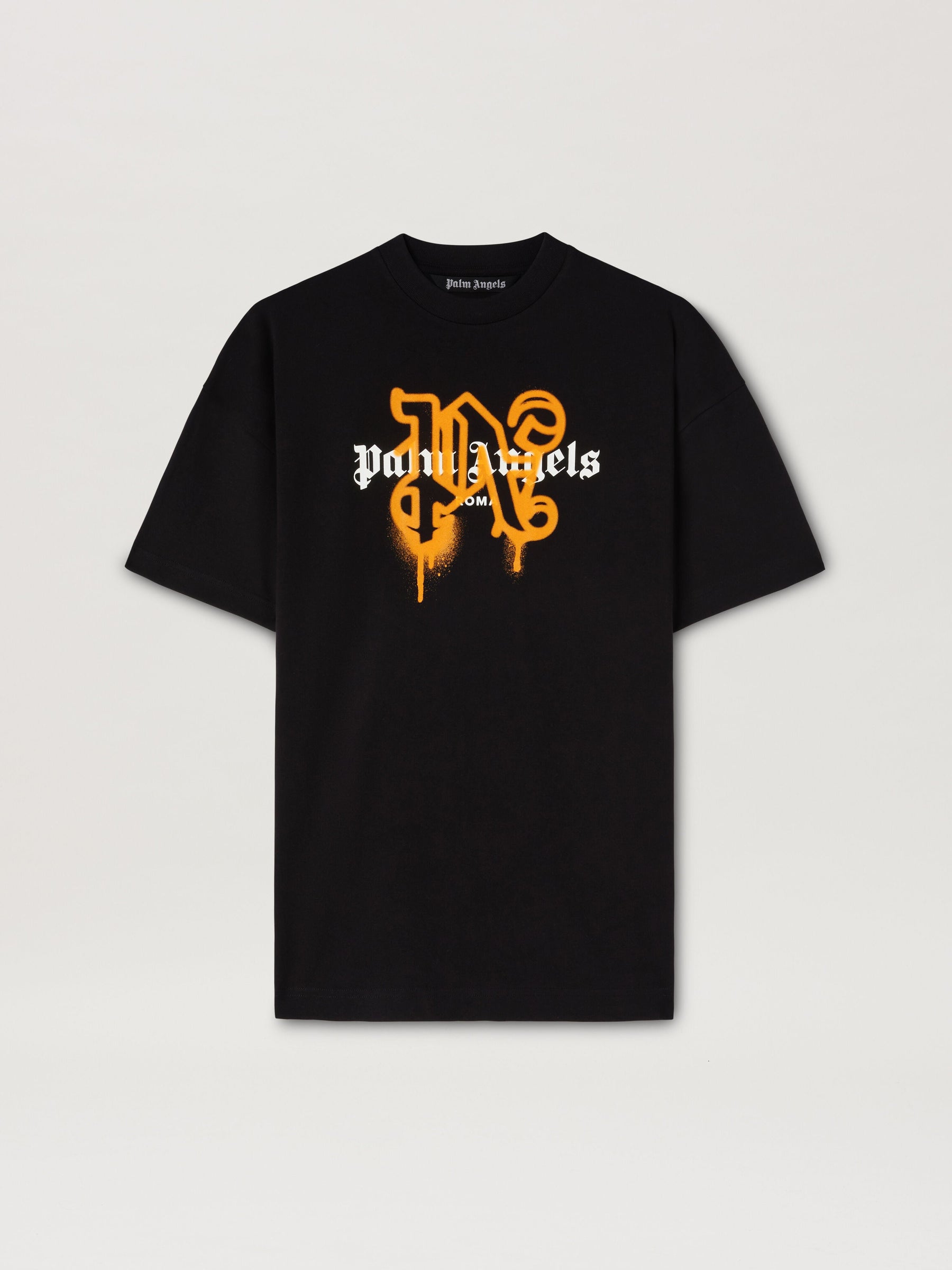 Roma Monogram Spray T-Shirt BLACK ORANGE