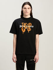 Roma Monogram Spray T-Shirt BLACK ORANGE
