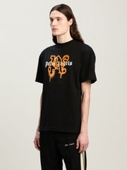 Roma Monogram Spray T-Shirt BLACK ORANGE