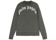 Palm Angels Gd Curved Logo Crewneck Sweater Grey