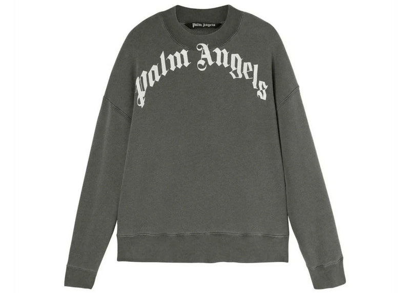 Palm Angels Gd Curved Logo Crewneck Sweater Grey