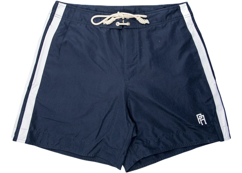 Palm Angels Logo-Embroidered Side Stripe Swim Shorts Navy
