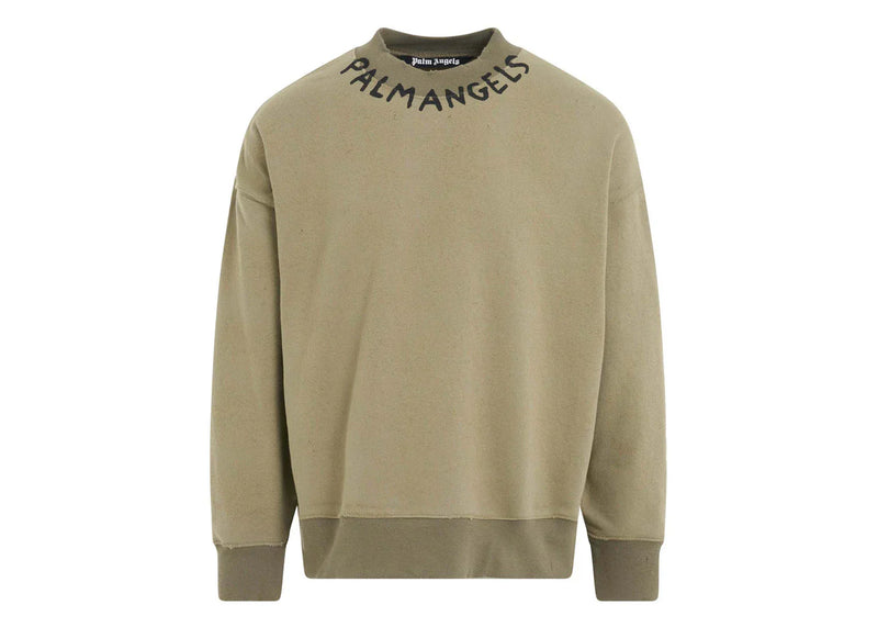 Palm Angels Seasonal Logo Crew Sweatshirt Military Green/Black