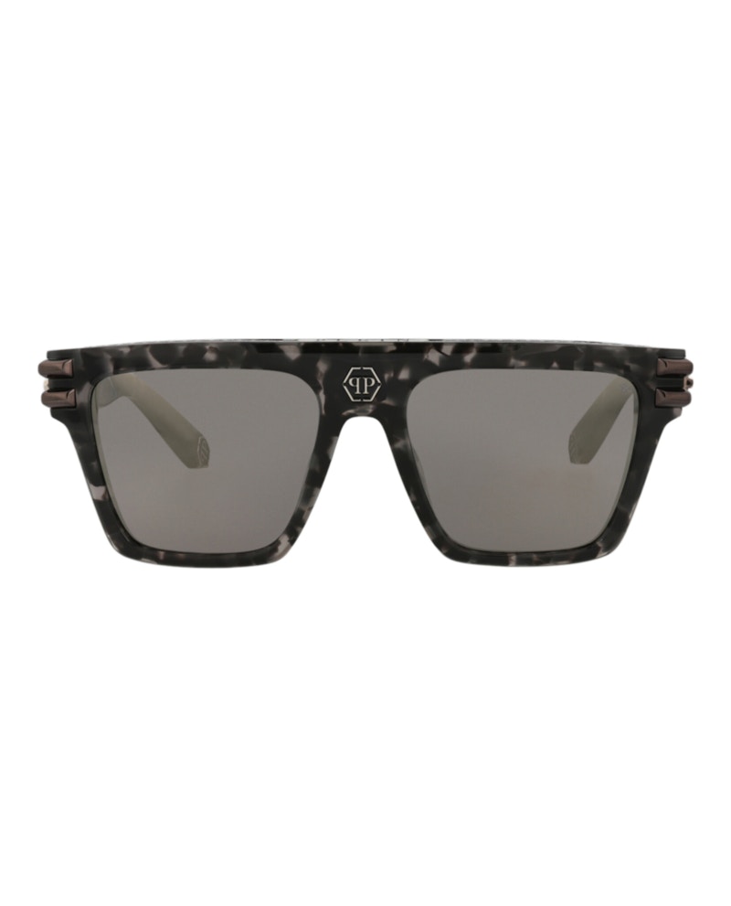 Philipp Plein Aviator-Frame Acetate Sunglasses Black Black Smoke (SPP108V-56-721X)