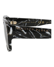 Philipp Plein Square-Frame Acetate Sunglasses Black Black Smoke (SPP081-55-0Z21)