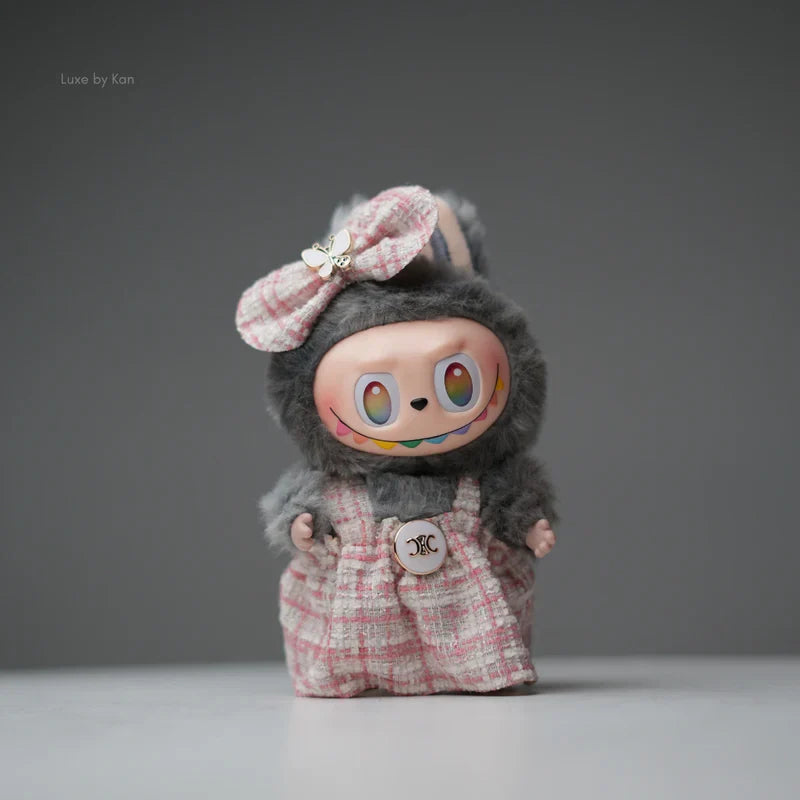 Pop Mart Labubu Doll Tweed Dress Outfit with Bow - 2 Piece Set