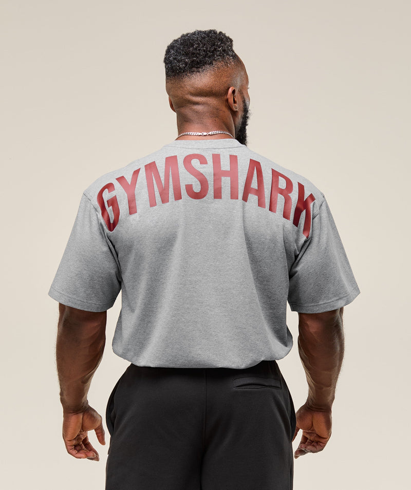 Gymshark Power T-Shirt - Charcoal Core Marl/Sets Red