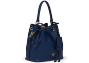 Prada Bucket Bag Saffiano Leather Gold-Tone Blue