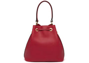 Prada Bucket Bag Saffiano Leather Gold-Tone Red