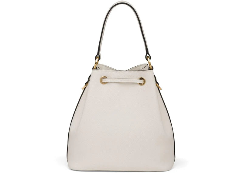 Prada Bucket Bag Saffiano Leather Gold-Tone White
