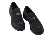 Prada Chocolate 35mm Crystal Loafer Black Satin