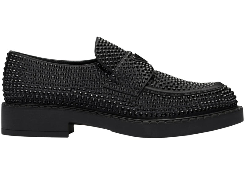 Prada Chocolate 35mm Crystal Loafer Black Satin