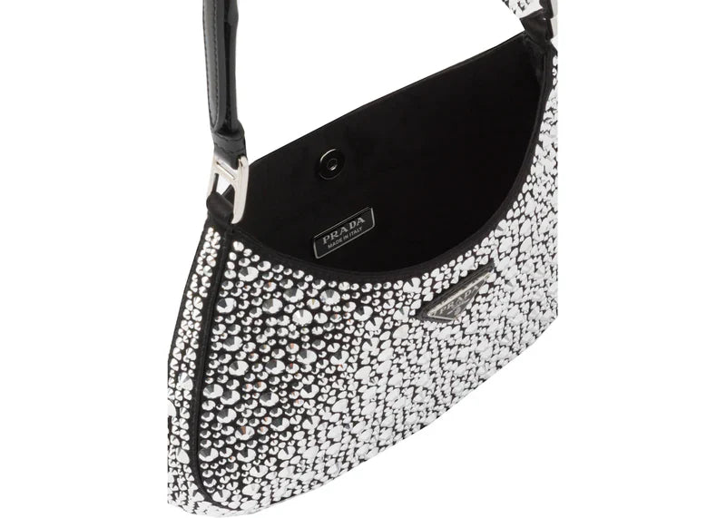 Prada Cleo Satin Bag With Appliques Metal