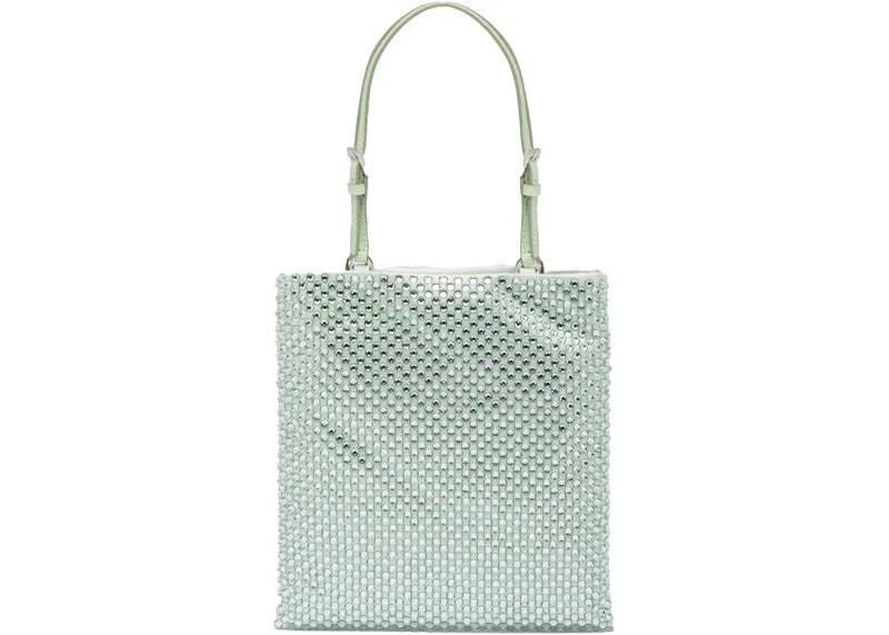 Prada Embellished Satin Handbag Aqua