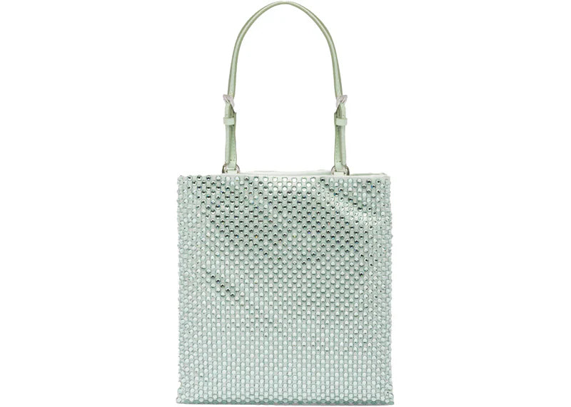 Prada Embellished Satin Handbag Aqua