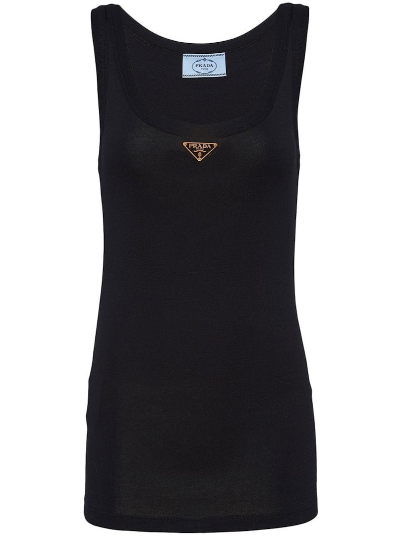 Prada Enamel Logo Plaque Tank Top Black