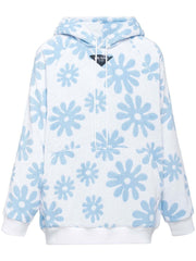 Prada Floral Print Hoodie Blue