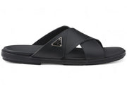 Prada Leather Criss Cross Slide Black