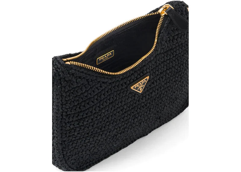 Prada Re-Edition 2005 Raffia Bag Black