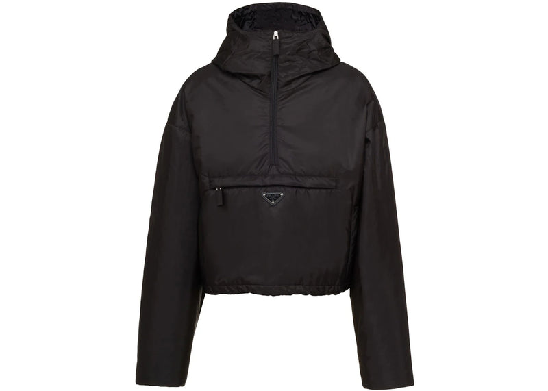 Prada Triangle Logo Hooded Jacket Black