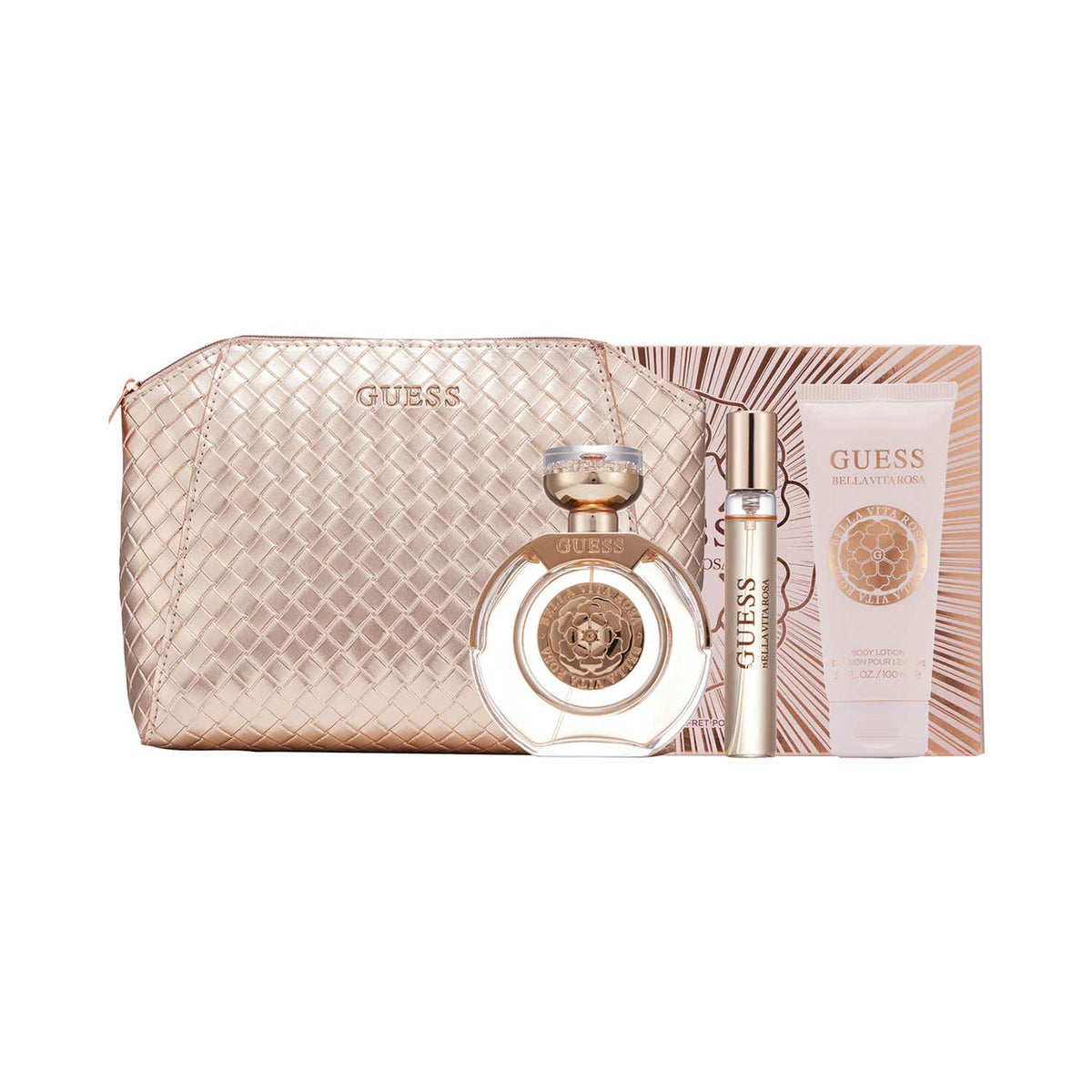 Guess Bella Vita Rosa EDT + Travel Spray + Body Lotion + Pouch Gift Set (4 pcs) - Guess