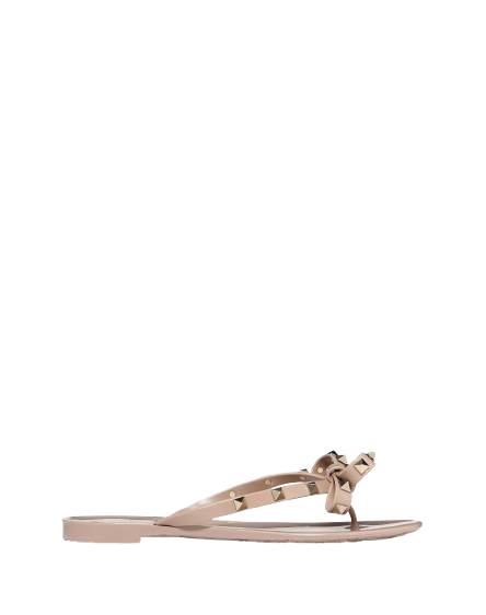 Valentino Rockstud Rubber Slipper (POUDRE)