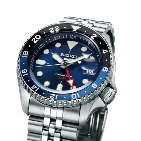 Seiko 5 Sports Blueberry GMT SKX Re-Interpretation Blue Dial Stainless Steel Watch - SSK003K1
