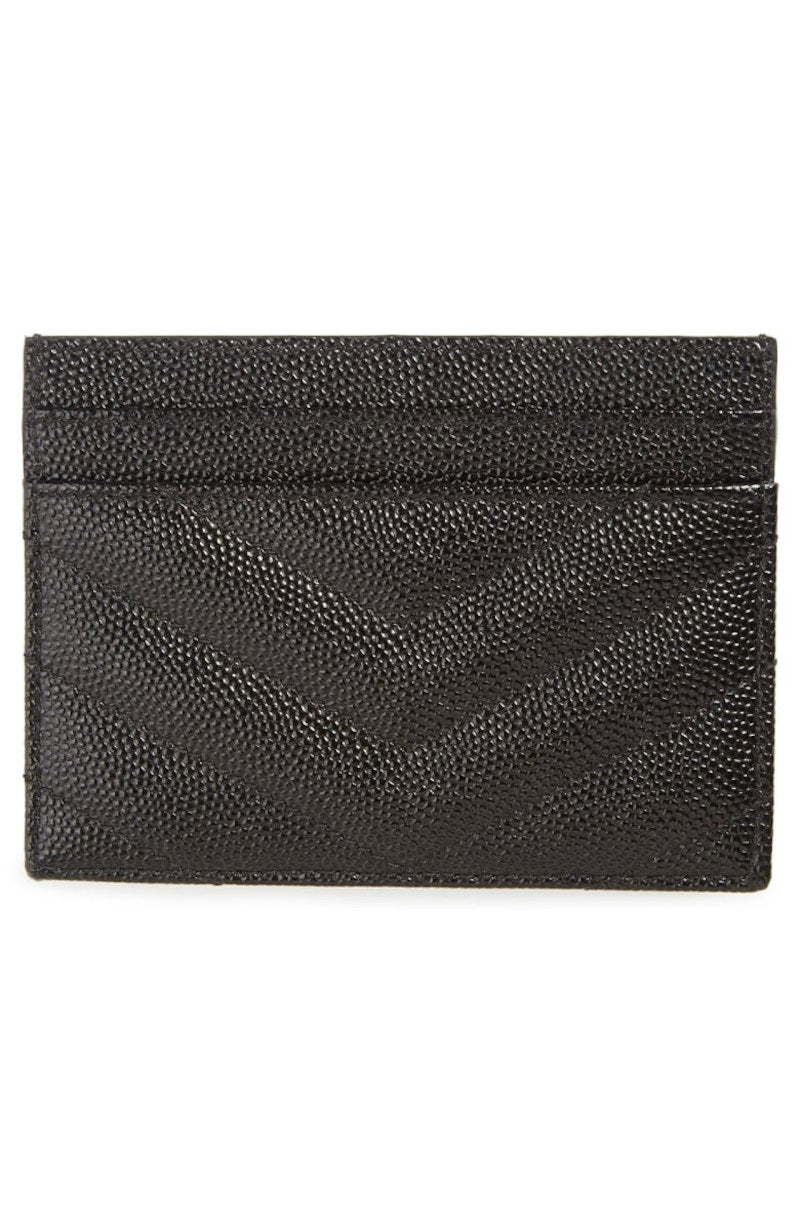 Saint Laurent Cassandre Matelasse Card Case Grain De Poudre Black