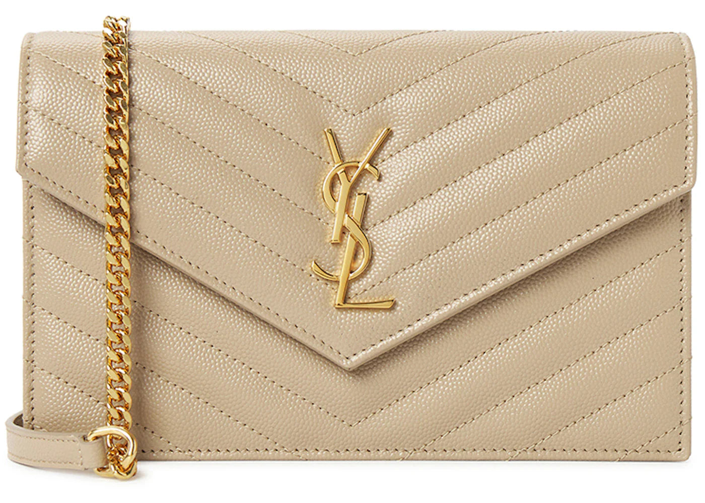 Saint Laurent Cassandra Chain Shoulder Bag Beige