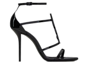Saint Laurent Cassandra Sandal Heels Black Patent Leather
