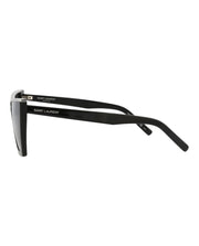 Saint Laurent Cat Eye-Frame Acetate Sunglasses Black Black Silver (SL570-30014007-002)