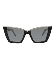 Saint Laurent Cat Eye-Frame Acetate Sunglasses Black Black Silver (SL570-30014007-002)