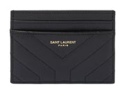 Saint Laurent Joan Card Case In Quilted Leather Black