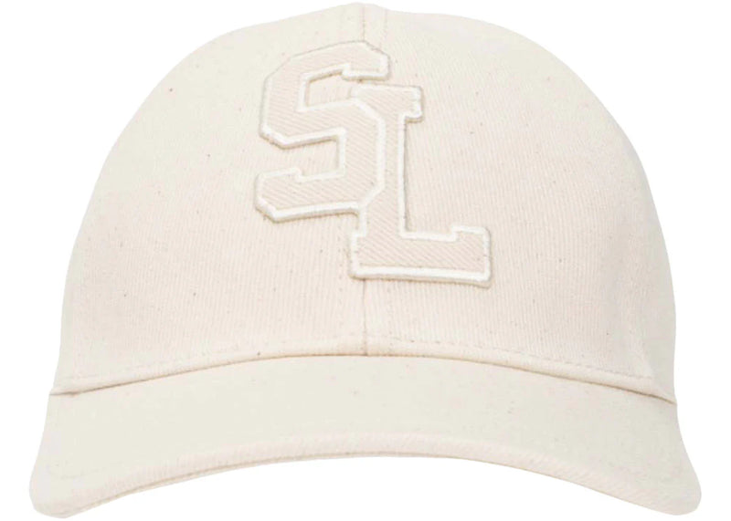 Saint Laurent Logo Patch Baseball Cap Beige