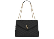 Saint Laurent Loulou Bag Matelasse Y Leather Gold-tone Medium Black