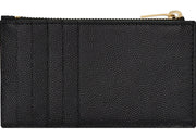 Saint Laurent Monogram Fragments Zippered Card Case Grain De Poudre Black