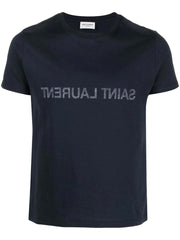 Saint Laurent Round Neck T-Shirt Marine/Naturel