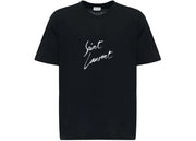 Saint Laurent Signature Logo-Print Cotton T-Shirt Black