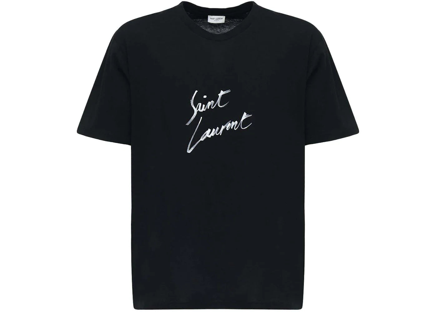 Saint Laurent Signature Logo-Print Cotton T-Shirt Black
