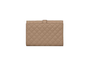 Saint Laurent Small Envelope Wallet In Mix Matlasse Grand de Purse Embossed Leather Dark Beige