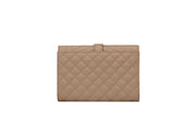 Saint Laurent Small Envelope Wallet In Mix Matlasse Grand de Purse Embossed Leather Dark Beige
