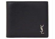 Saint Laurent Tiny Cassandre East/West Matte Leather Wallet Black