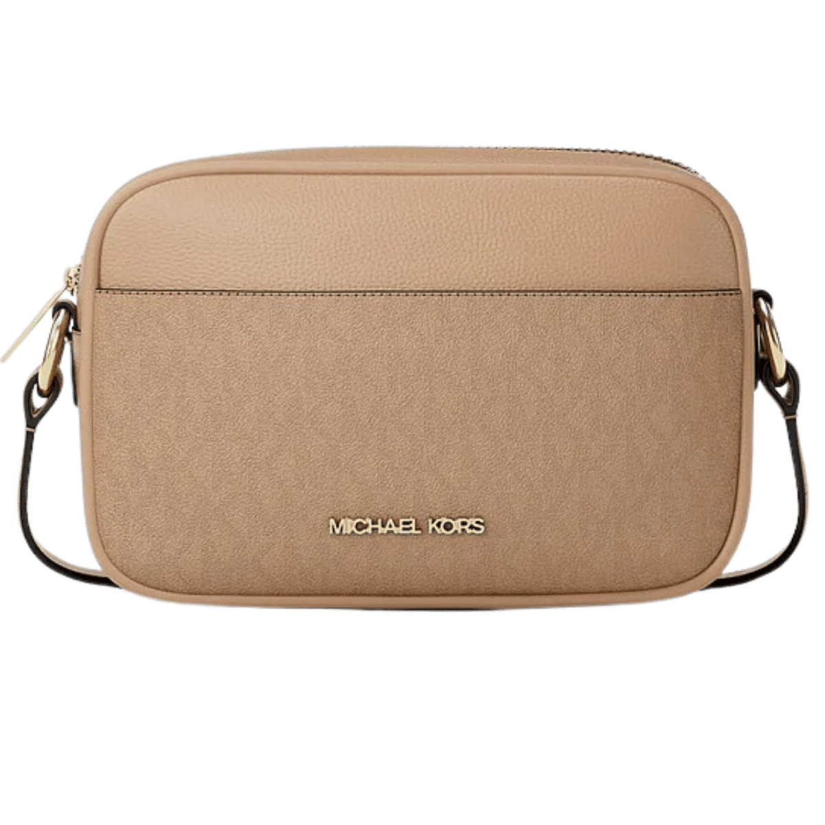 Michael Kors Jet Set Small Signature Logo Camera Crossbody Bag Camel