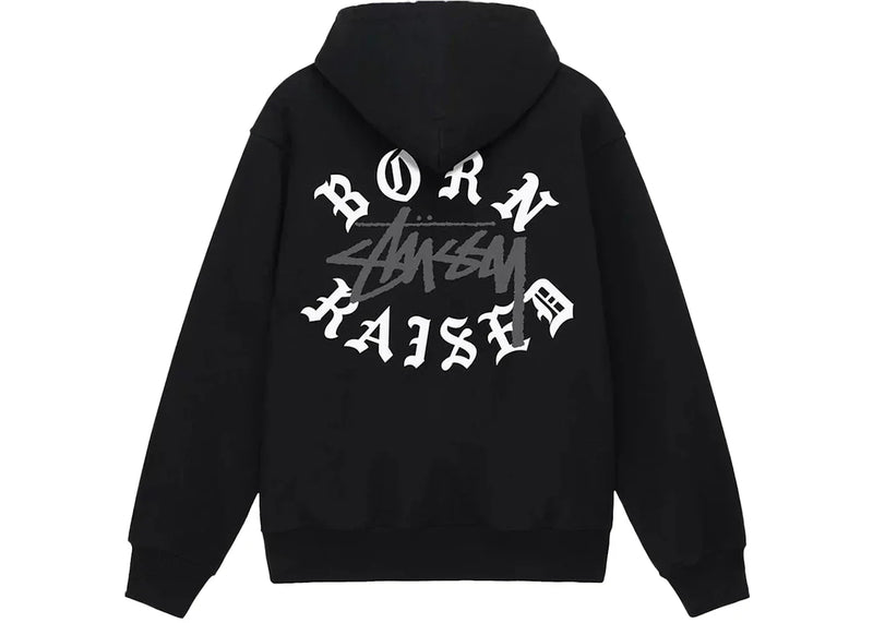 Stussy Born x Raised Logo Zip Hoodie Black