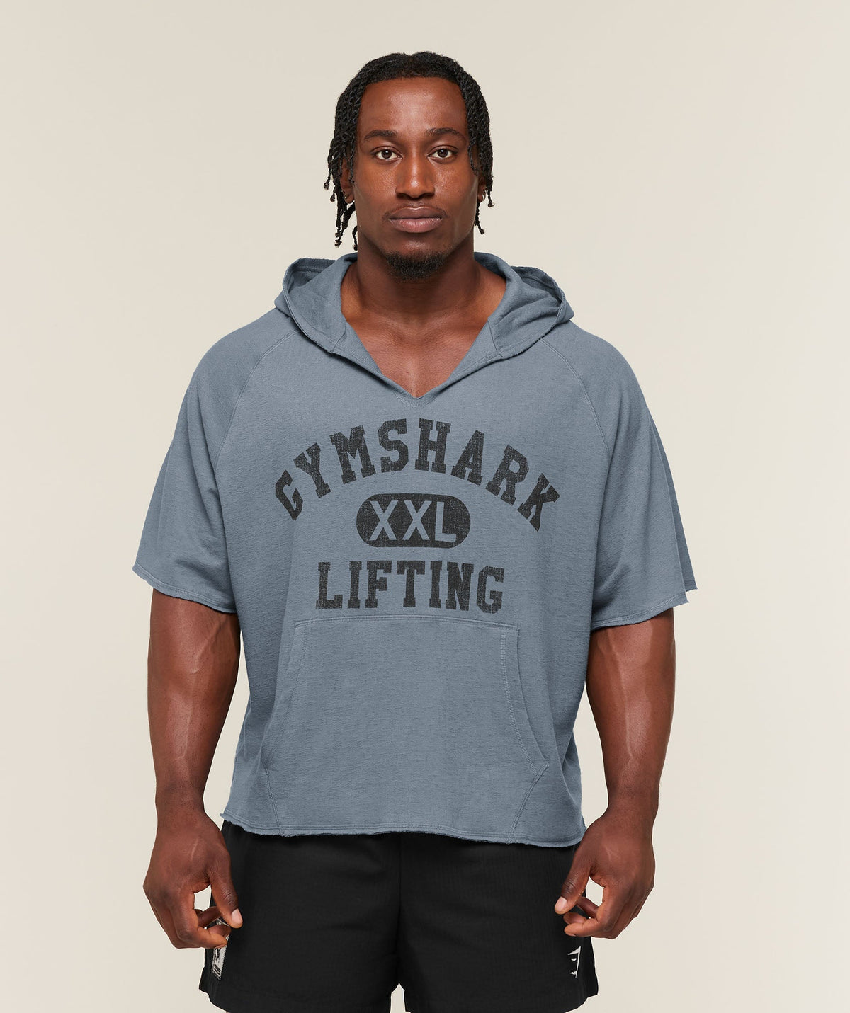 Gymshark Summer Pump Cover Short Sleeve Hoodie Iron Blue