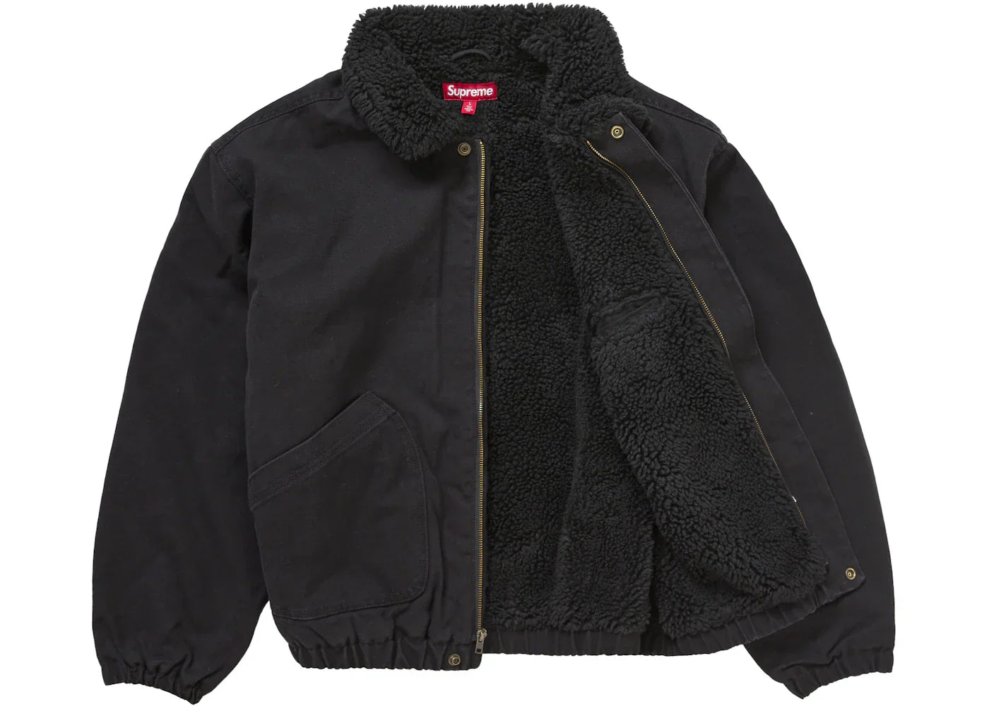 Supreme Faux Shearling Lined Bomber Jacket Black